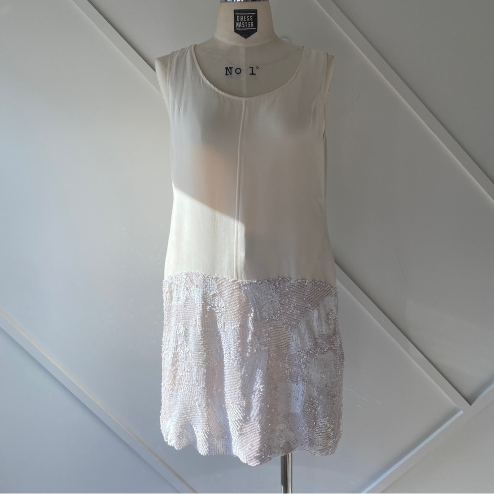 Jenni Kayne Silk Sequin Mini Shift Dress Sleeveless | Luxe Minimal| Small